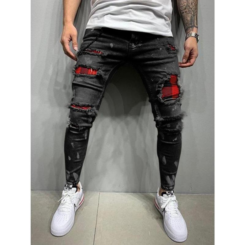 2024 High Quality Men's Jeans Paint Ripped Fashion Popular Jeans Men's New