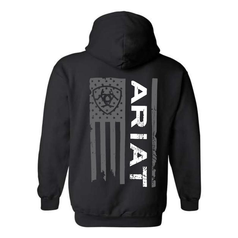 Ariat Hoodie-Sweatshirt-Tshirt - Patriotic Flag and Logo Design, Ideal for Western Lifestyle Enthusiasts, Hoodie for Men and Women