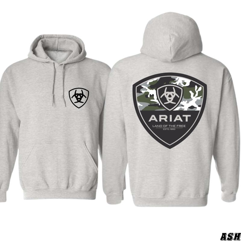 Ariat Camo Badge Hoodie - Bold Military-Inspired Design with Ariat Logo and Camo Pattern Perfect for Fans of Country Style and Outdoor Adventure Unisex Hoodie for Everyday Comfort