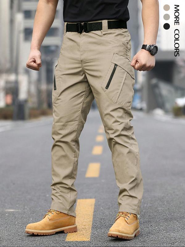 Men's Solid Color Flap Pocket Zipper Fly Cargo Pants without Belt, Casual Comfy Button Fly Trousers for Daily Wear, Men's Bottoms for All Seasons