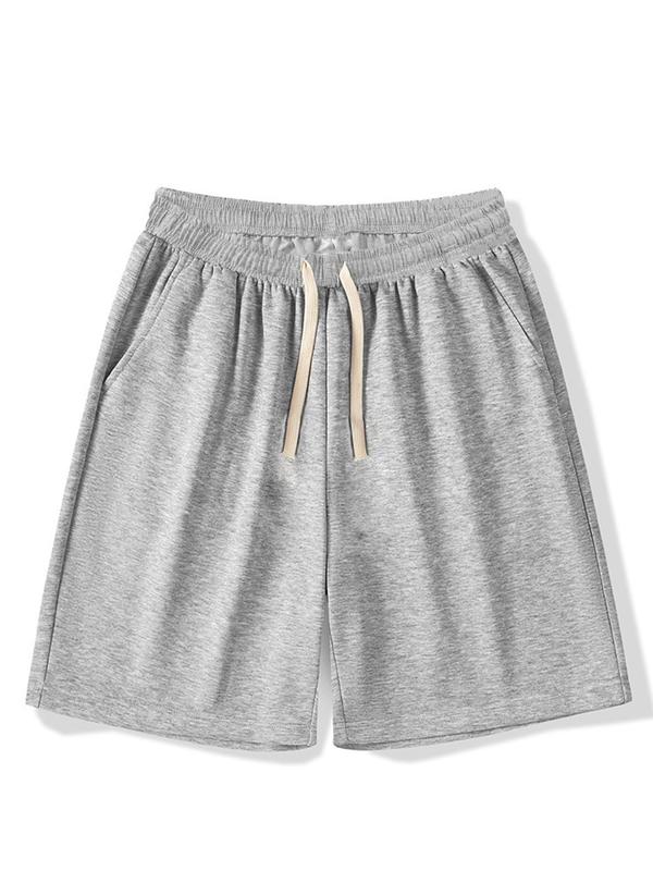 Men's Solid Color Pocket Drawstring Shorts, Summer Clothes Regular Fit Casual Elastic Waist Track Shorts for Summer, Breathable Men's Bottoms for Daily Wear