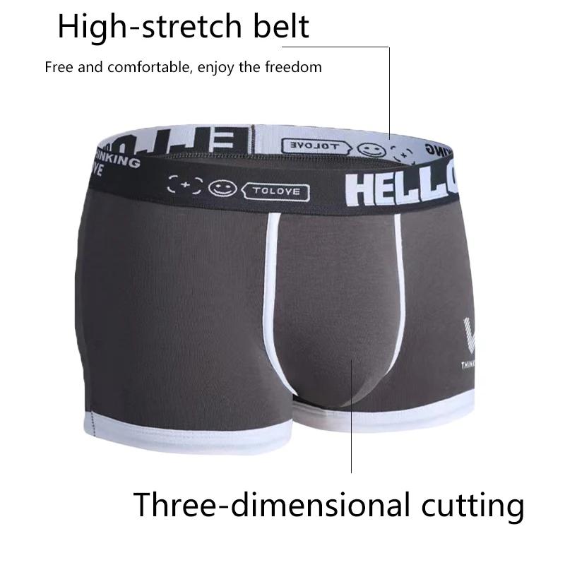 Men Boxer Shorts Panties Cotton Underwear Black Green XL 2XL 3XL Letter Belt Breathable Soft Fashion Sports