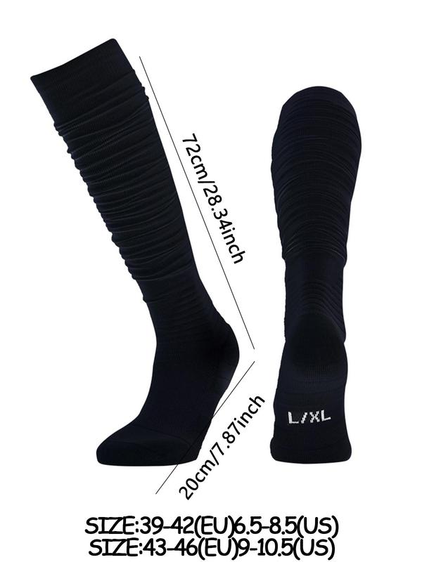 Men's 1 Pair Solid Anti-Slip Over The Calf Socks, Casual Comfy Breathable Socks For Daily Outdoor Wear, Men's Socks For All Seas