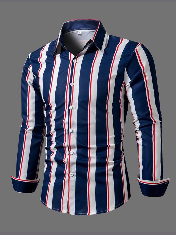 Men's Plaid Print Button Front Shirt, Casual Regular Fit Long Sleeve Collar Shirt for Spring & Fall, Men's Streetwear for Summer, Going Out Outfits