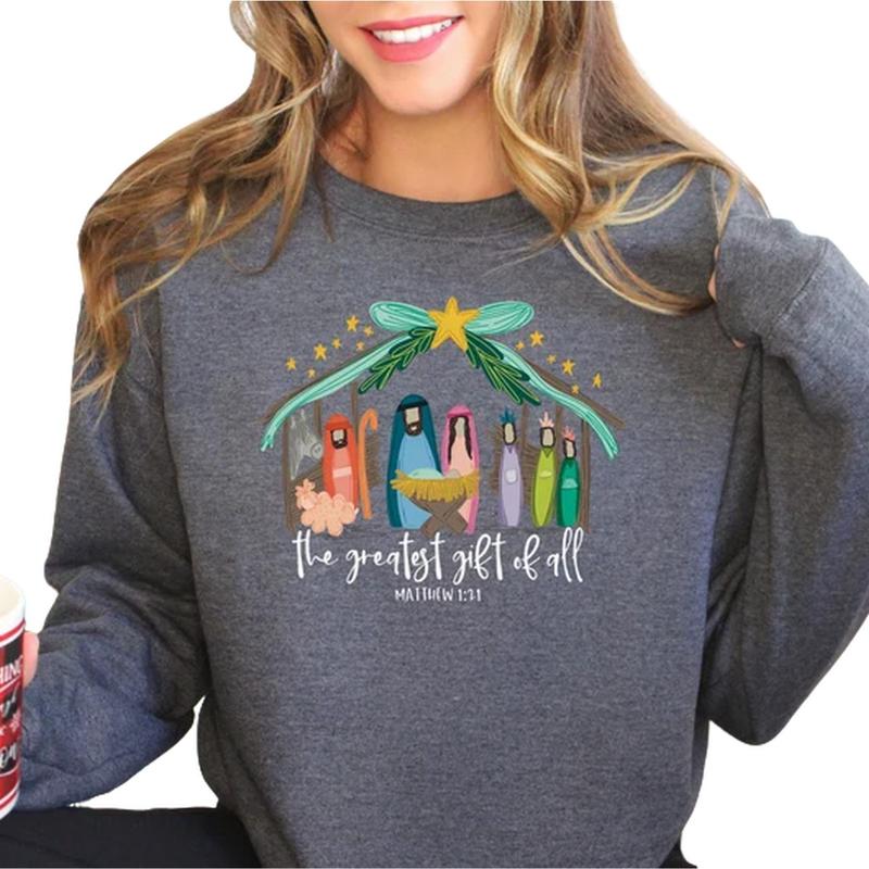 Christian Christmas Sweatshirt, Nativity Scene Sweater, Christmas Nativity Shirt, True Story Nativity, Religious Christmas Gifts, Jesus Tee