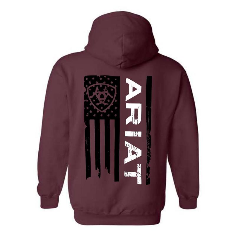 Ariat Hoodie-Sweatshirt-Tshirt - Patriotic Flag and Logo Design, Ideal for Western Lifestyle Enthusiasts, Hoodie for Men and Women