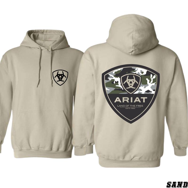 Ariat Camo Badge Hoodie - Bold Military-Inspired Design with Ariat Logo and Camo Pattern Perfect for Fans of Country Style and Outdoor Adventure Unisex Hoodie for Everyday Comfort