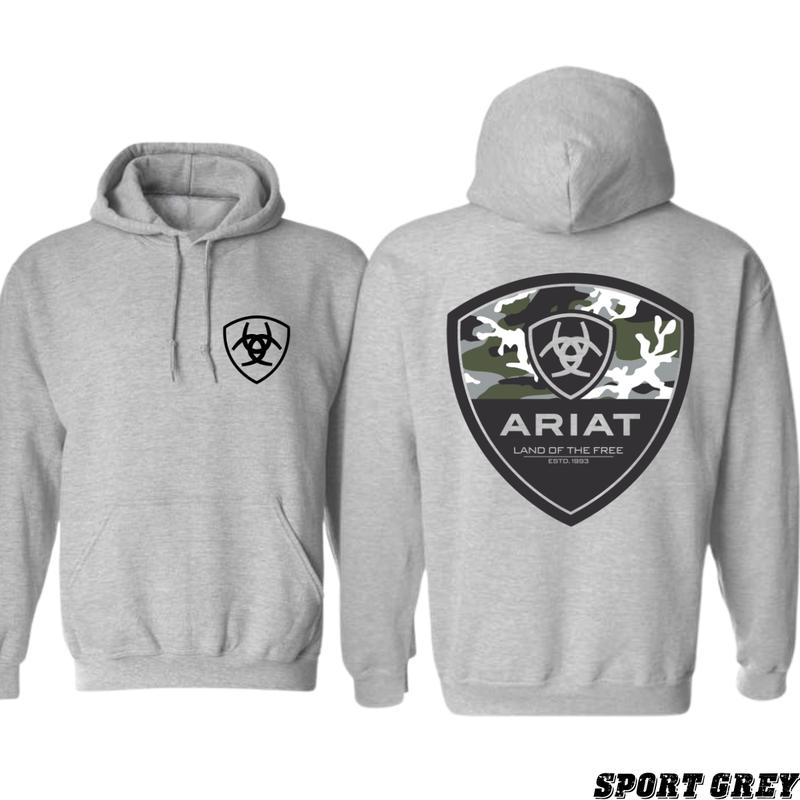 Ariat Camo Badge Hoodie - Bold Military-Inspired Design with Ariat Logo and Camo Pattern Perfect for Fans of Country Style and Outdoor Adventure Unisex Hoodie for Everyday Comfort