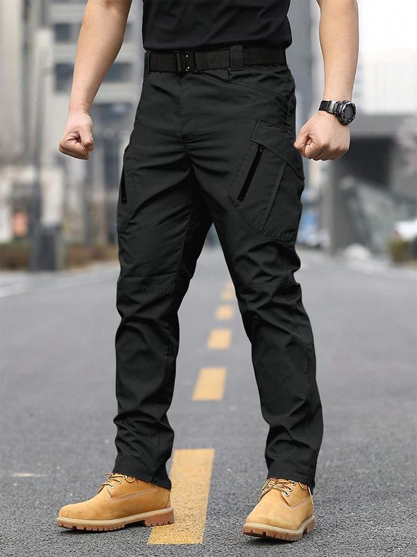 Men's Solid Color Flap Pocket Zipper Fly Cargo Pants without Belt, Casual Comfy Button Fly Trousers for Daily Wear, Men's Bottoms for All Seasons