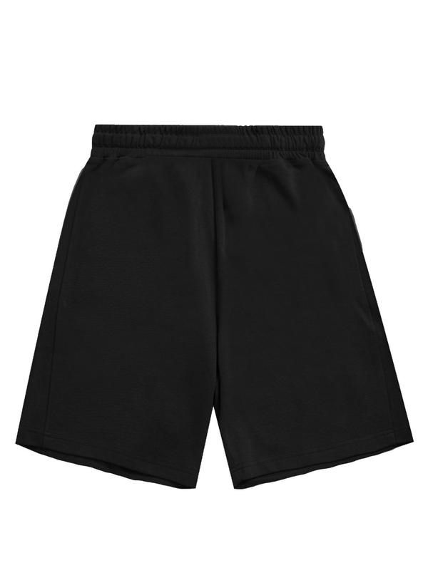 Men's Solid Color Pocket Elastic Waist Shorts, Summer Clothes, Loose Casual Soft Comfy Tie Front Track Shorts for Summer, Men's Bottoms for Daily Wear