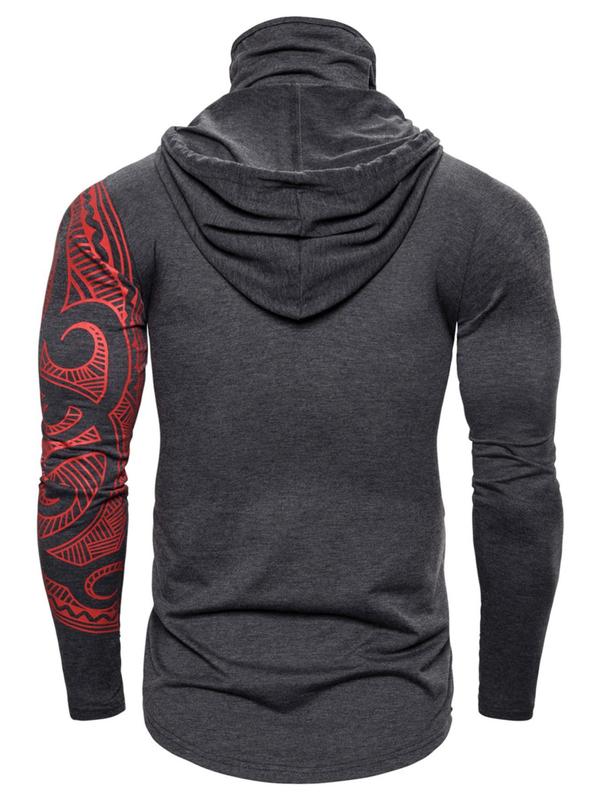 Men's Graphic Print Drawstring Hoodie, Regular Fit Casual Long Sleeve Hooded Sweatshirt for Daily Wear, Fashion Men's Clothes for All Seasons