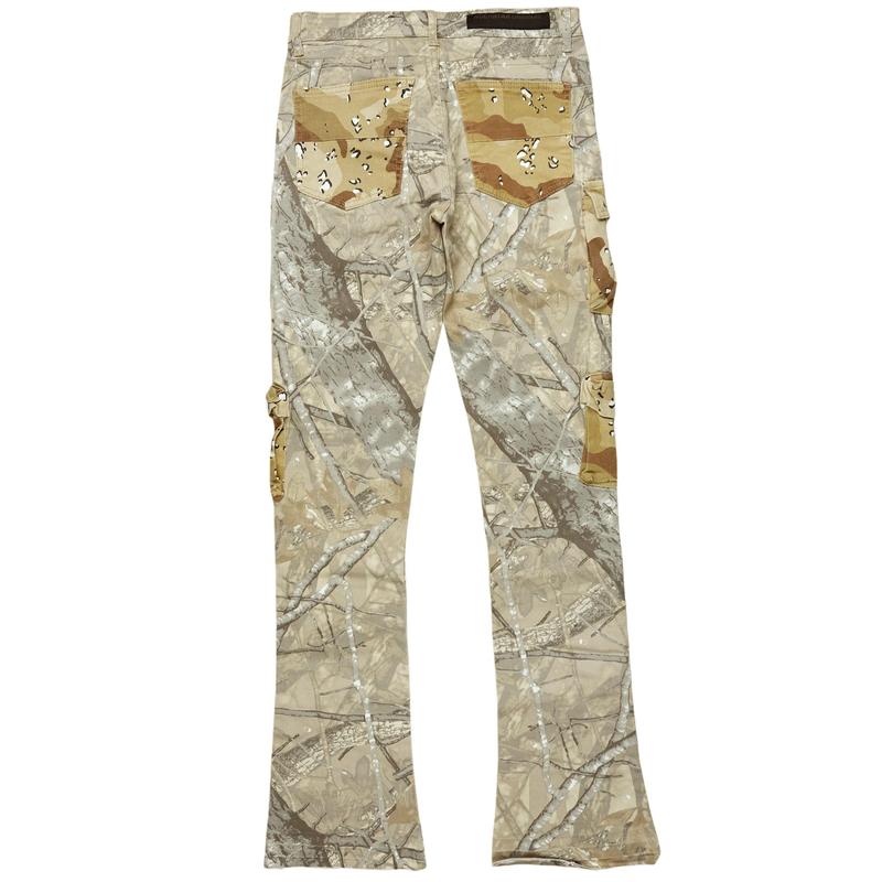 Yves Tree Camo Stacked Flare Cargo Jean