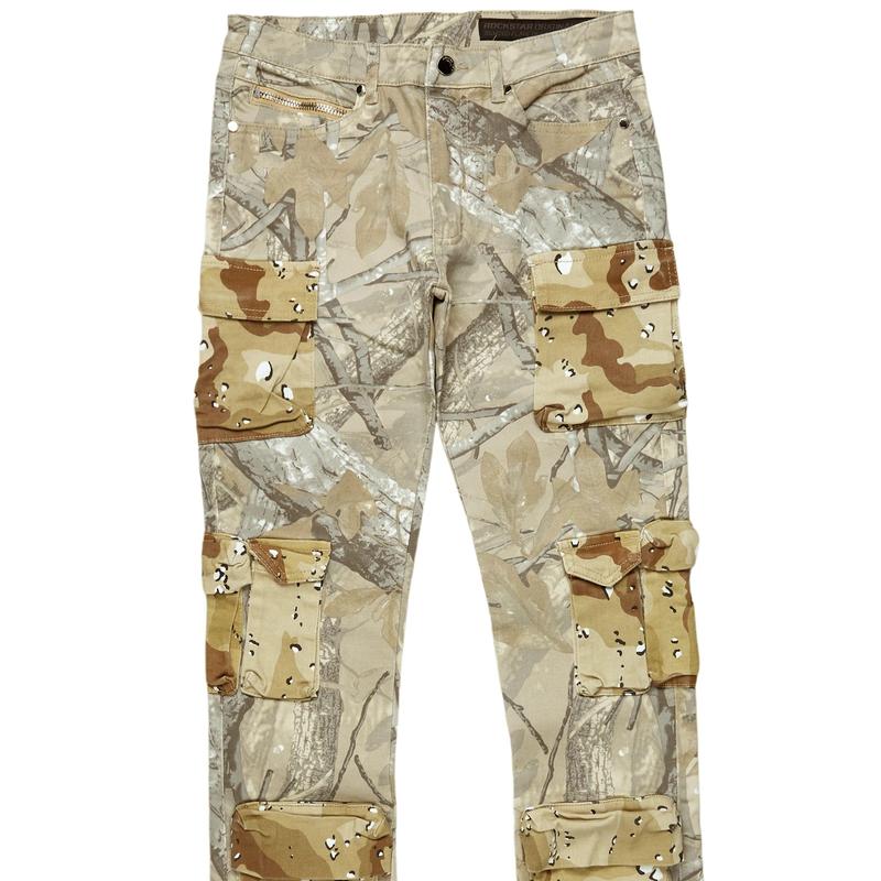 Yves Tree Camo Stacked Flare Cargo Jean