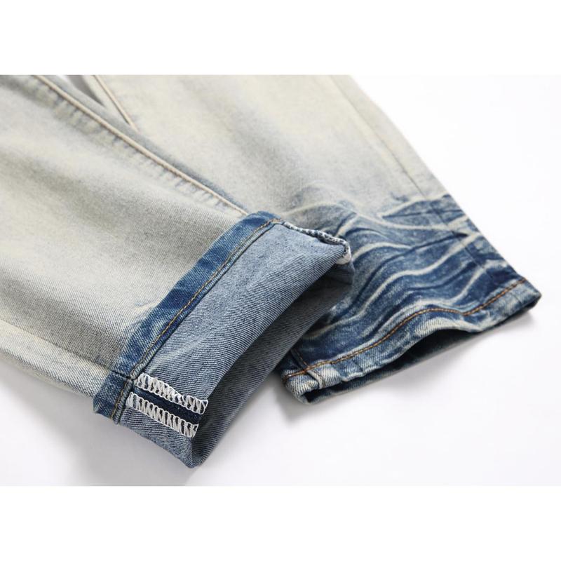 Men's Fashion Ripped Classic Distressed Straight Slim Fit Designer Jeans For Men Denim Pants