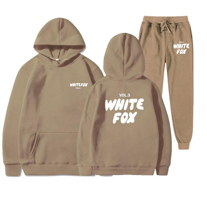 Spring, Autumn and Winter New Hoodie Suit Fashion Sports Whitefox Velvet Padded Hooded Sweatshirt Two-Piece Set