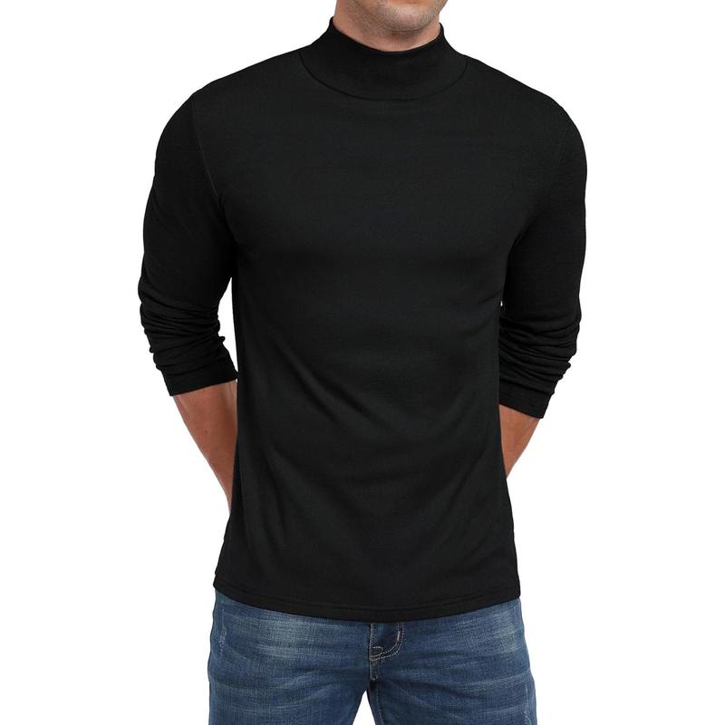 Men's mock turtleneck T shirts basic slim fit pullover sweater thermal lightweight tees