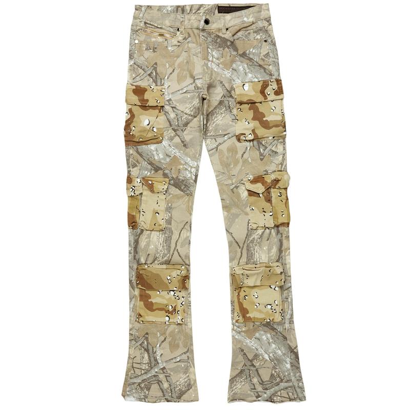 Yves Tree Camo Stacked Flare Cargo Jean