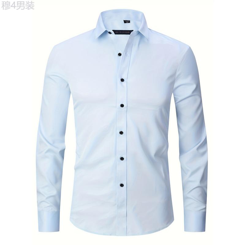 Mens Premium Slim Fit Long Sleeve Button Up Shirt - Stylish & Comfortable Dress Shirt for a Modern Look - Durable Construction Collar Menswear