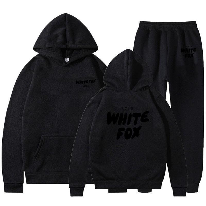 Spring, Autumn and Winter New Hoodie Suit Fashion Sports Whitefox Velvet Padded Hooded Sweatshirt Two-Piece Set