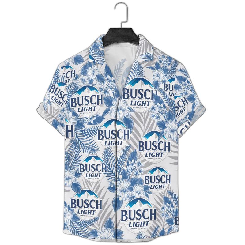 Busch Latte Beer Button Up Hawaiian Shirt