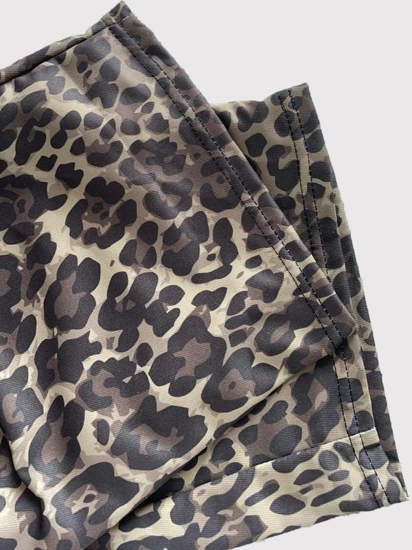  All Over Leopard Print Suspender Pants, Casual Comfy Regular Fit Overalls Trousers for Daily Wear, Men's Bottoms for All Seasons