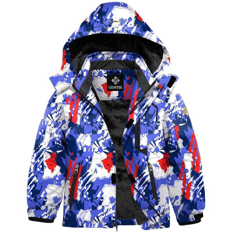 GEMYSE Boy's Waterproof Ski Snow Jacket Hooded Fleece Windproof Winter Jacket camouflage padded Men's Waterproof winter coat christmas giftideas christmasgift TikTokShopBlackFriday Menswear Tops Long Sleeve Casual