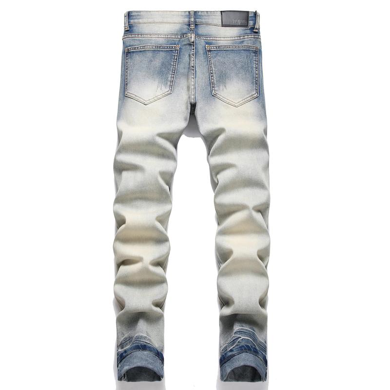 Men's Fashion Ripped Classic Distressed Straight Slim Fit Designer Jeans For Men Denim Pants