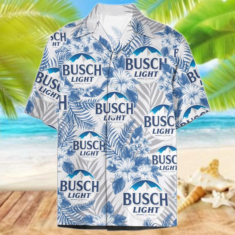 Busch Latte Beer Button Up Hawaiian Shirt