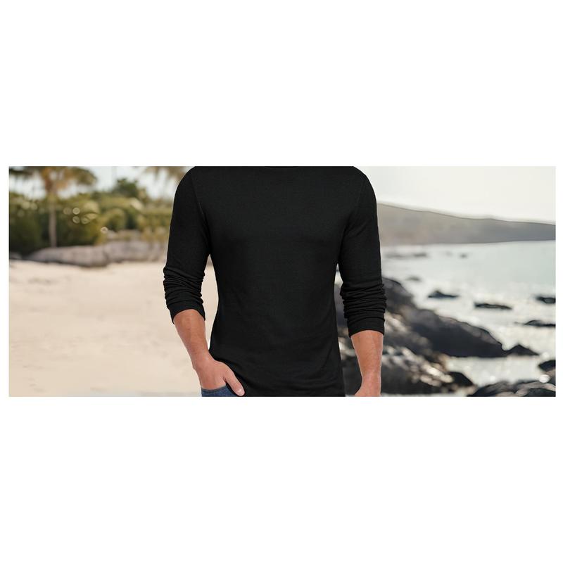 Men's mock turtleneck T shirts basic slim fit pullover sweater thermal lightweight tees