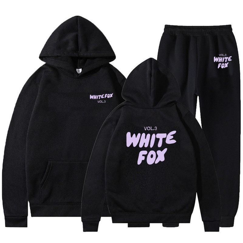 Spring, Autumn and Winter New Hoodie Suit Fashion Sports Whitefox Velvet Padded Hooded Sweatshirt Two-Piece Set