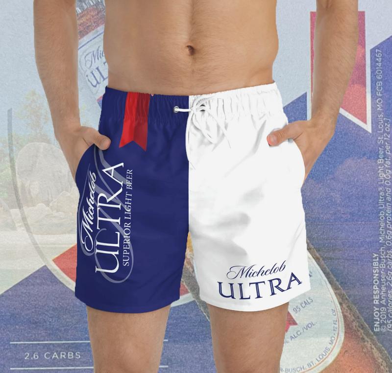 Michelob Ultra Hawaiian Beach Shorts, Michelob Ultra Hawaiian Shorts, Michelob Ultra Classic, Summer Shorts