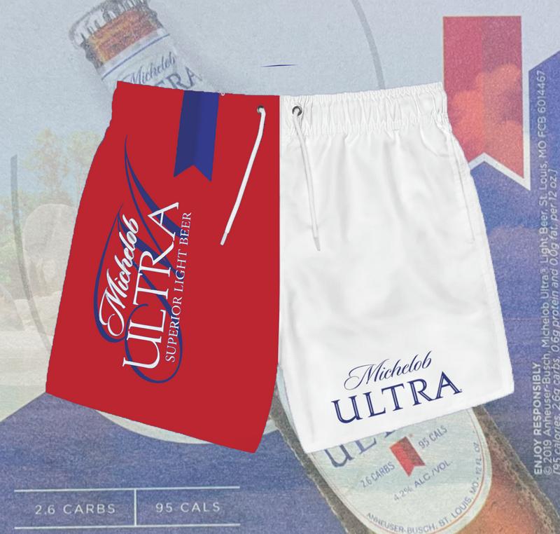 Michelob Ultra Hawaiian Beach Shorts, Michelob Ultra Hawaiian Shorts, Michelob Ultra Classic, Summer Shorts