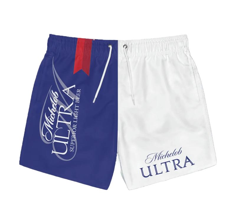 Michelob Ultra Hawaiian Beach Shorts, Michelob Ultra Hawaiian Shorts, Michelob Ultra Classic, Summer Shorts