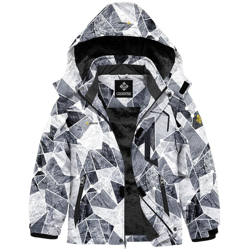 GEMYSE Boy's Waterproof Ski Snow Jacket Hooded Fleece Windproof Winter Jacket camouflage padded Men's Waterproof winter coat christmas giftideas christmasgift TikTokShopBlackFriday Menswear Tops Long Sleeve Casual