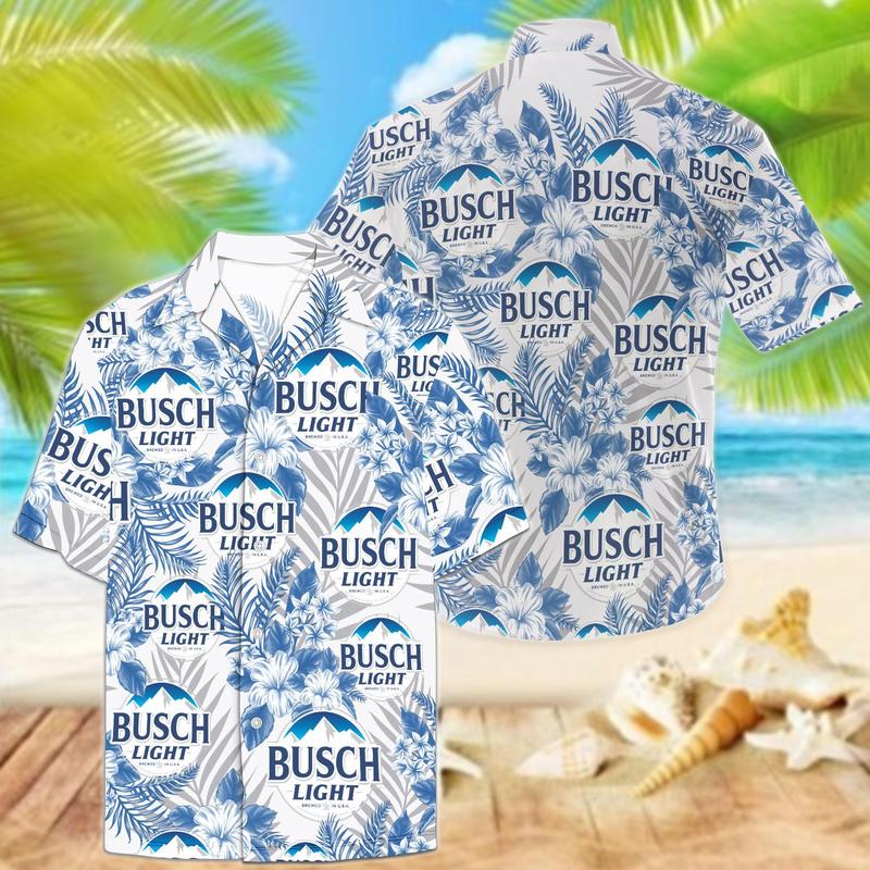 Busch Latte Beer Button Up Hawaiian Shirt