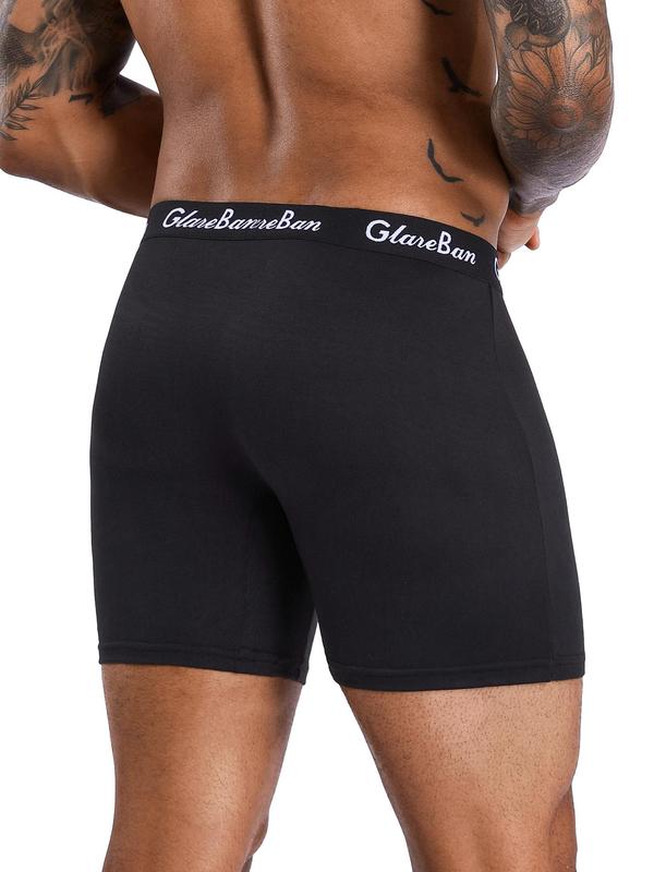 Men's Solid & Graphic  Letter Tape Boxer Brief, Breathable Comfy Underwear for Daily Wear, Men's Underwear for All Seasons