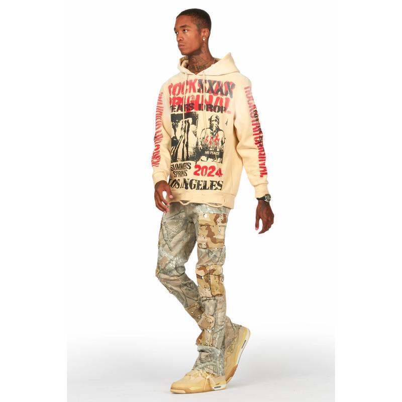 Yves Tree Camo Stacked Flare Cargo Jean