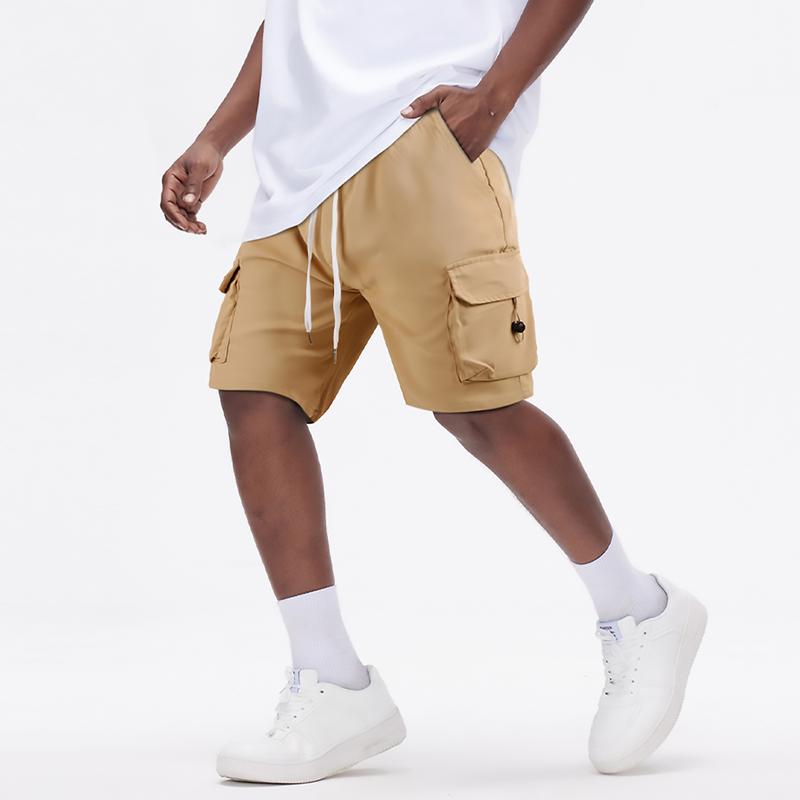 GINGTTO Mens Twill Cargo Shorts Elastic Relaxed Fit Casual Drawstring Work Shorts