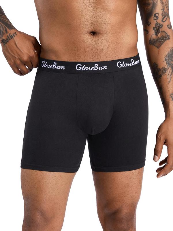 Men's Solid & Graphic  Letter Tape Boxer Brief, Breathable Comfy Underwear for Daily Wear, Men's Underwear for All Seasons