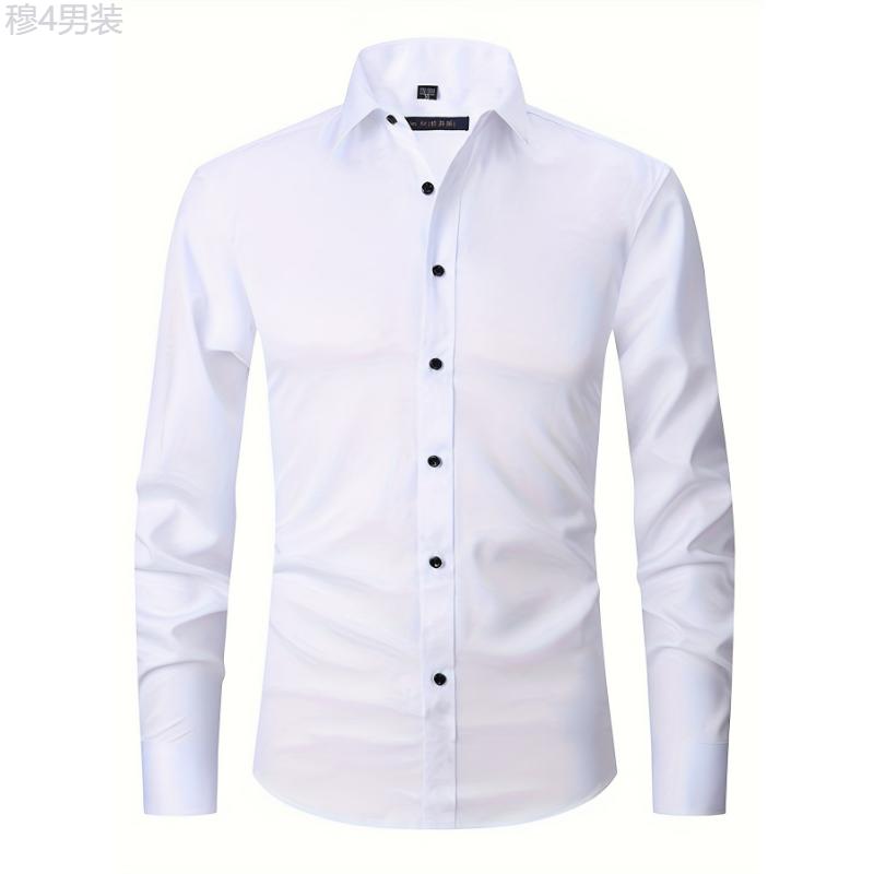 Mens Premium Slim Fit Long Sleeve Button Up Shirt - Stylish & Comfortable Dress Shirt for a Modern Look - Durable Construction Collar Menswear