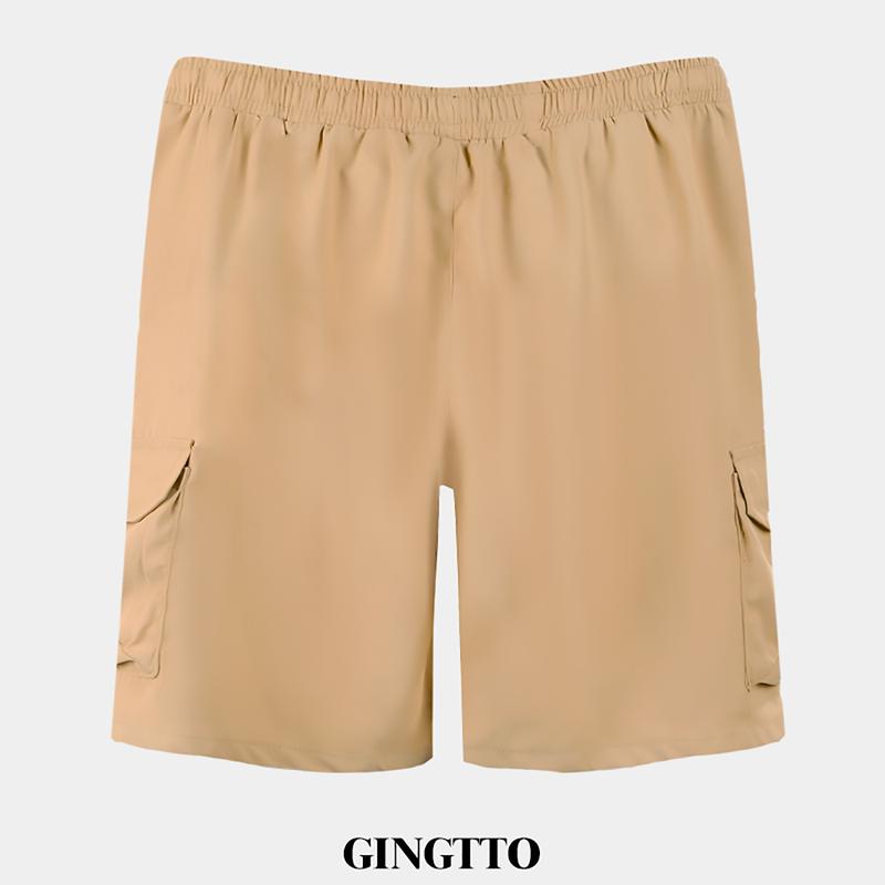 GINGTTO Mens Twill Cargo Shorts Elastic Relaxed Fit Casual Drawstring Work Shorts