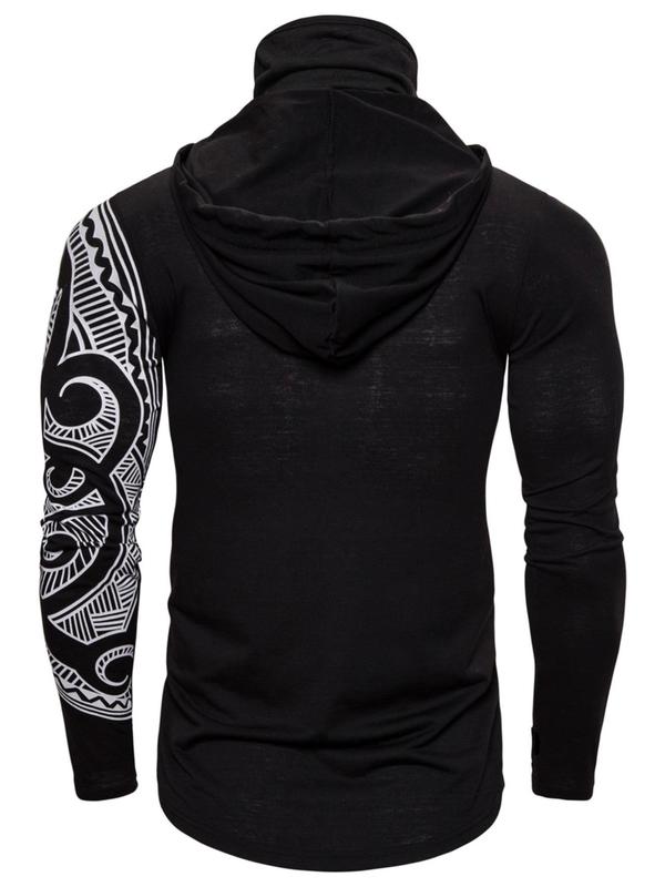 Men's Graphic Print Drawstring Hoodie, Regular Fit Casual Long Sleeve Hooded Sweatshirt for Daily Wear, Fashion Men's Clothes for All Seasons