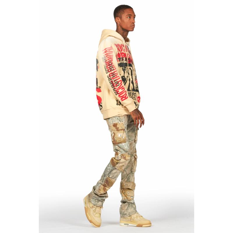 Yves Tree Camo Stacked Flare Cargo Jean