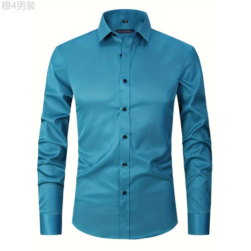 Mens Premium Slim Fit Long Sleeve Button Up Shirt - Stylish & Comfortable Dress Shirt for a Modern Look - Durable Construction Collar Menswear