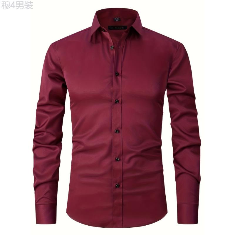 Mens Premium Slim Fit Long Sleeve Button Up Shirt - Stylish & Comfortable Dress Shirt for a Modern Look - Durable Construction Collar Menswear