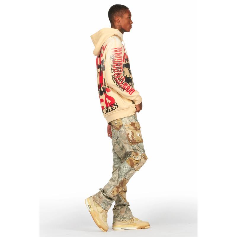 Yves Tree Camo Stacked Flare Cargo Jean