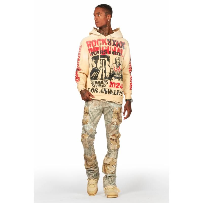 Yves Tree Camo Stacked Flare Cargo Jean