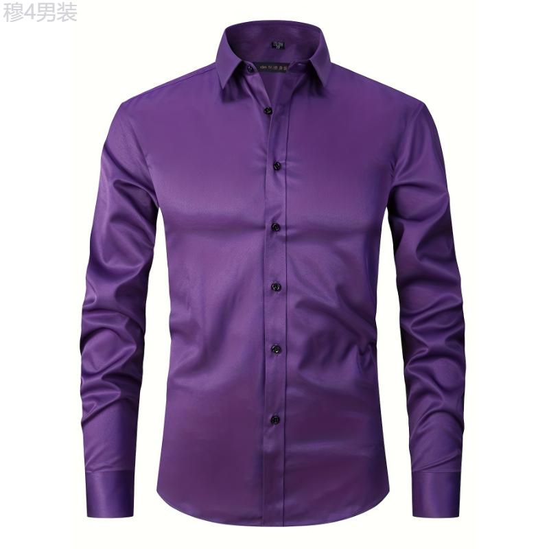 Mens Premium Slim Fit Long Sleeve Button Up Shirt - Stylish & Comfortable Dress Shirt for a Modern Look - Durable Construction Collar Menswear