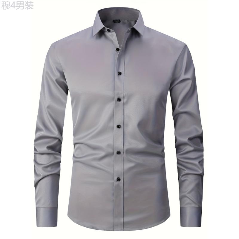 Mens Premium Slim Fit Long Sleeve Button Up Shirt - Stylish & Comfortable Dress Shirt for a Modern Look - Durable Construction Collar Menswear