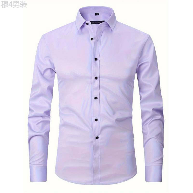 Mens Premium Slim Fit Long Sleeve Button Up Shirt - Stylish & Comfortable Dress Shirt for a Modern Look - Durable Construction Collar Menswear